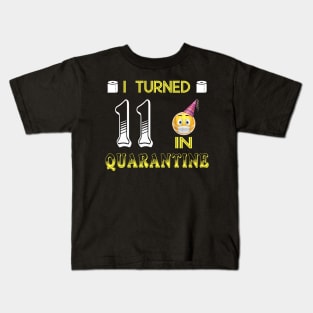 I Turned 11 in quarantine Funny face mask Toilet paper Kids T-Shirt